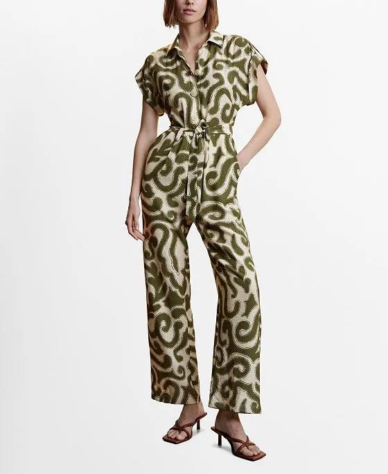 Women's Long Printed Jumpsuit