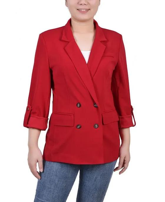 Women's Long Sleeve Double Breasted Crepe Jacket