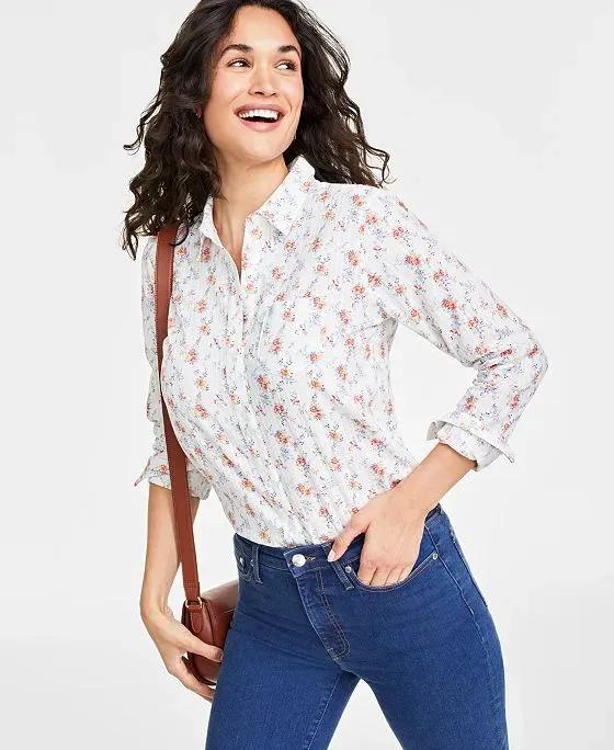 Women's Long-Sleeve Floral-Print Shirt, Created for Macy's