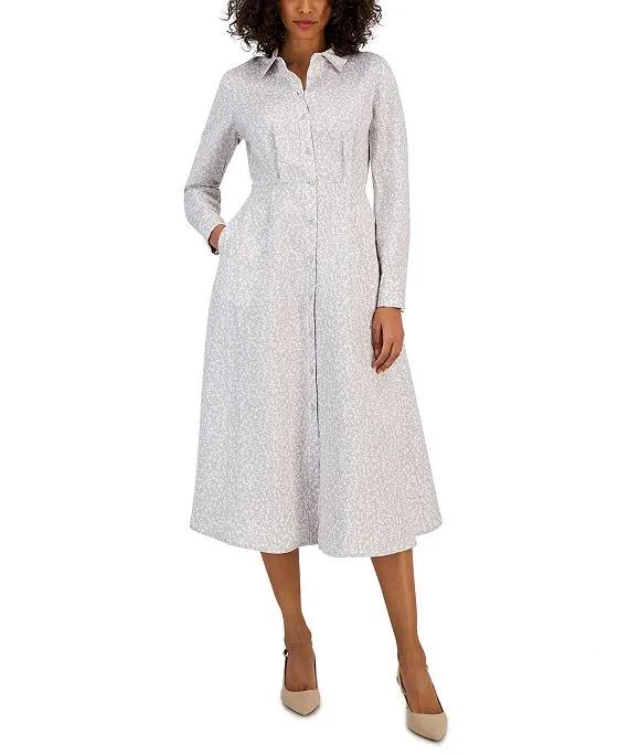 Women's Long Sleeve Printed Linen Shirtdress, Created for Macy's 