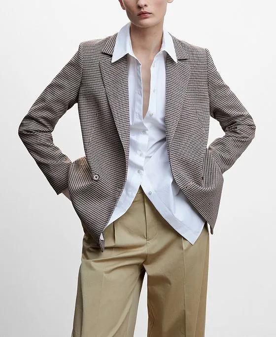 Women's Long Sleeve Wrap Check Blazer