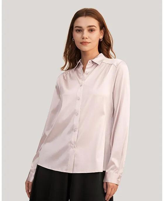 Women's Long Sleeves Collared Silk Blouse