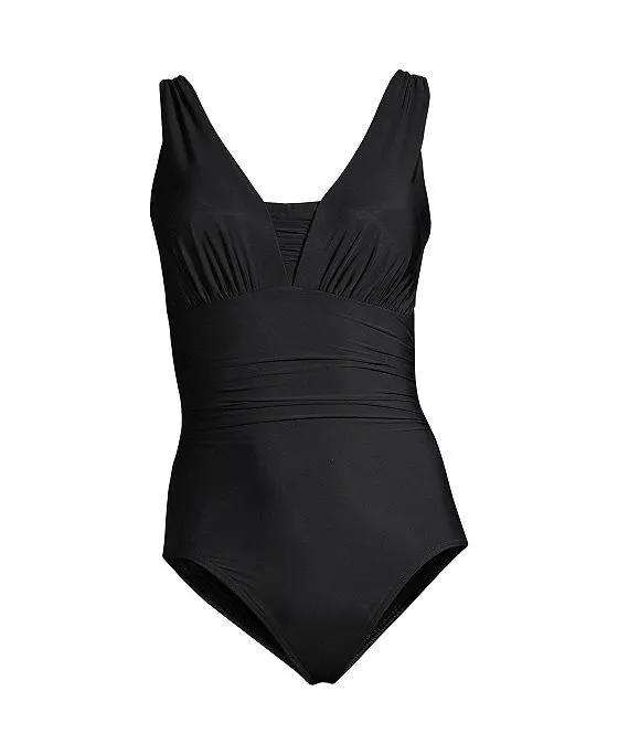 Women's Long SlenderSuit Grecian Tummy Control Chlorine Resistant One Piece Swimsuit