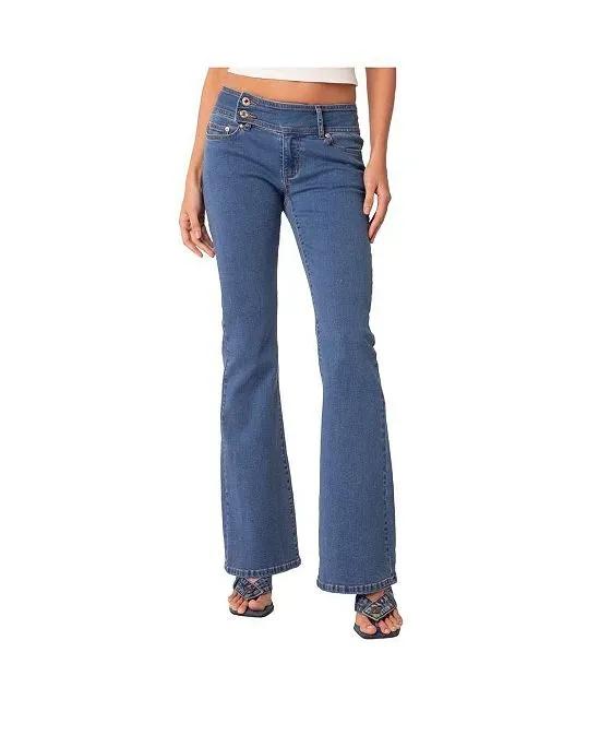Women's Low Rise Belted Jeans