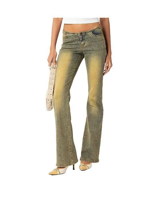 Women's Maris Low Rise Washed Flared Jeans