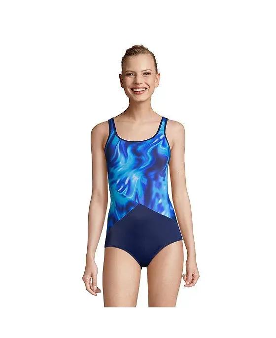 Women's Mastectomy Scoop Neck Soft Cup Tugless Sporty One Piece Swimsuit Print