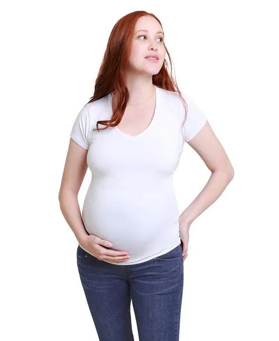 Women's Maternity Basic Short Sleeve V Neck Tee