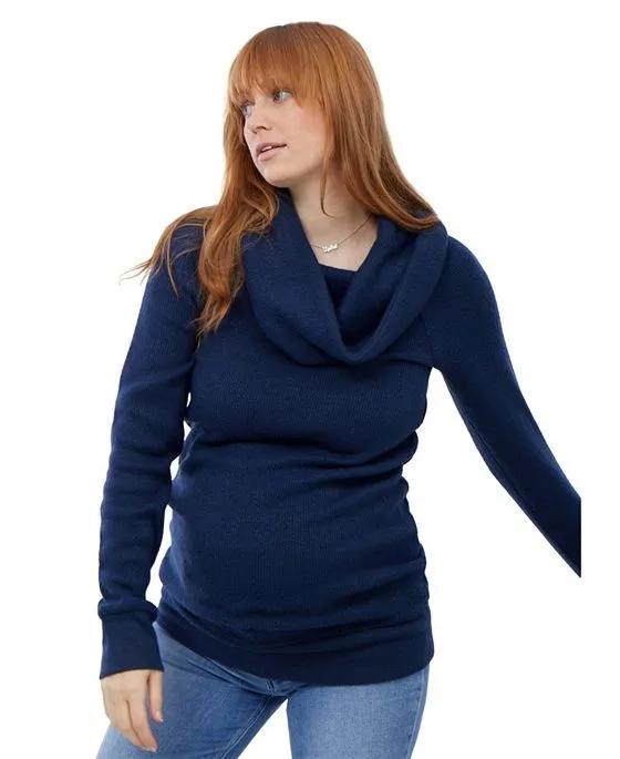 Women's Maternity Cowl Neck Tunic Sweater
