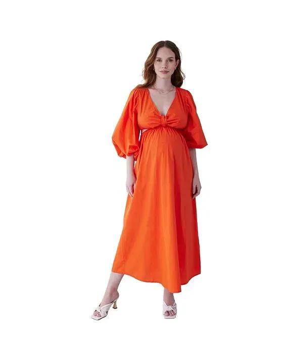 Women's Maternity Cut Out Cotton Maxi Dress