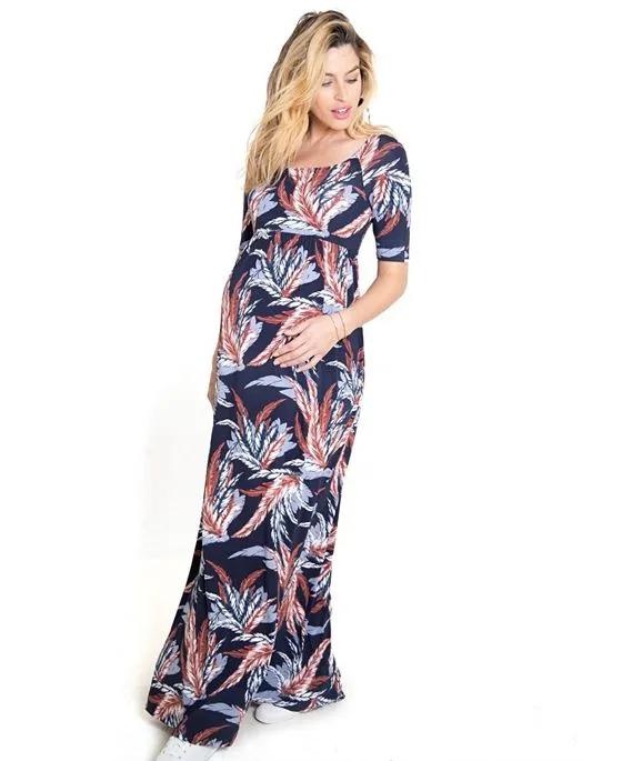 Women's Maternity Elbow Sleeve Maxi Dress