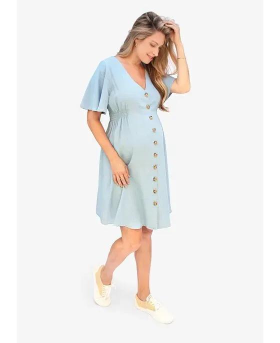 Women's Maternity Flutter Sleeve Shirt Dress
