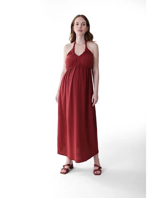Women's Maternity Halter Maxi Dress