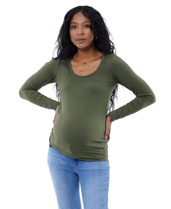 Women's Maternity Long Sleeve Scoop Neck Tee
