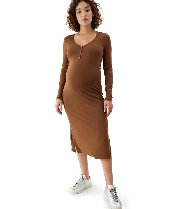 Women's Maternity Ribbed Henley Dress