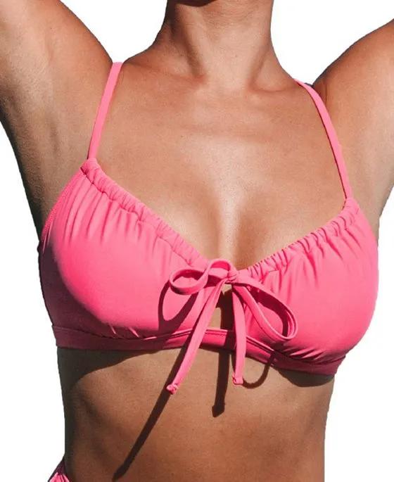 Women's Mercury Retrograde Solid Tunneled Pink Bralette Bikini Top