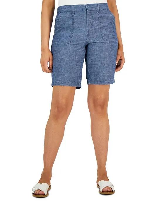 Women's Mid Rise Chambray Shorts, Created for Macy's