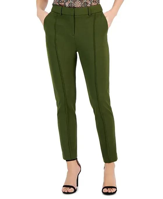 Women's Mid-Rise Front-Seam Ponte Ankle Pants