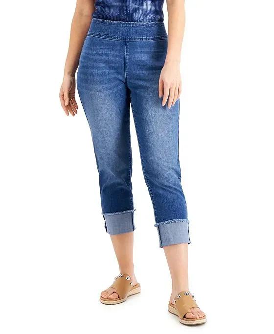 Women's Mid Rise Straight-Leg Pull-On Jeans, Created for Macy's