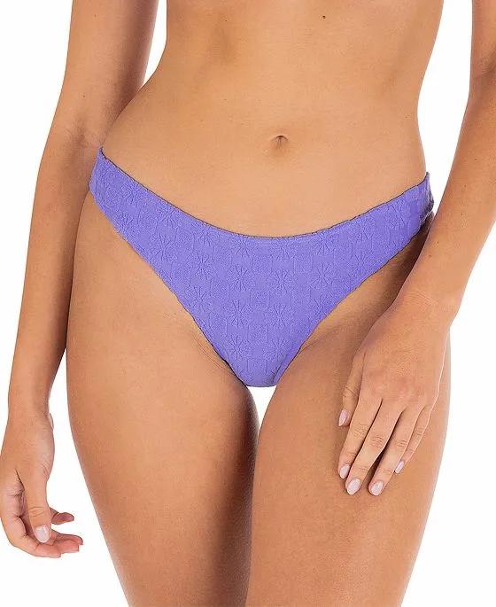 Women's Mini Check Textured Terry Cheeky Bikini Bottoms