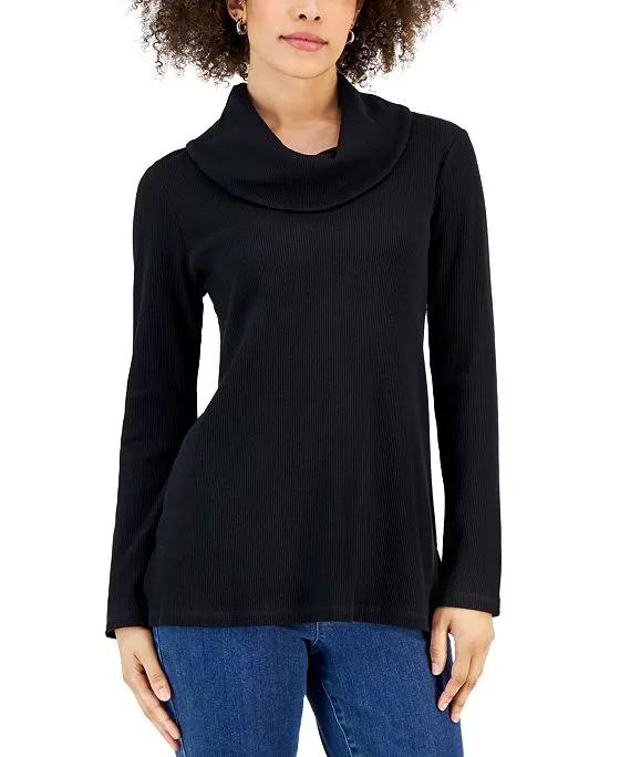 Women's Mini Waffle Cowlneck top, Created for Macy's