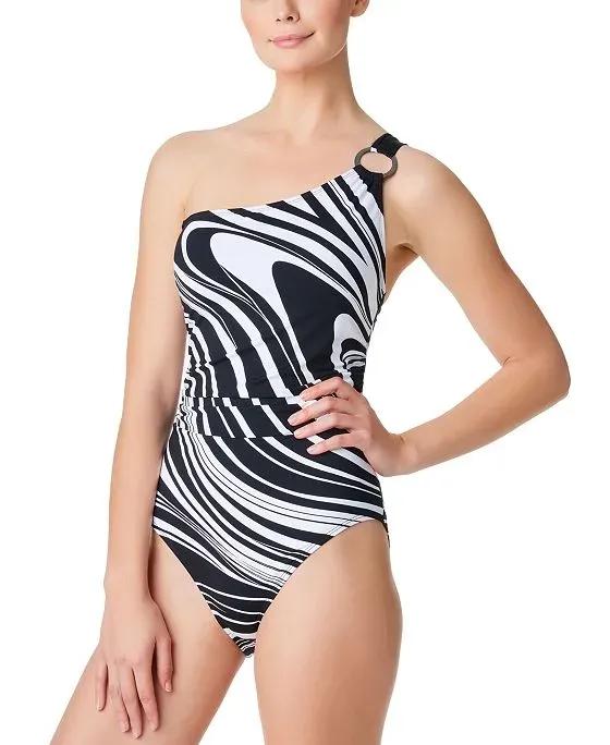 Women's New Wave Striped One-Piece Swimsuit