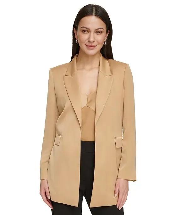 Women's Notched-Collar Open-Front Blazer