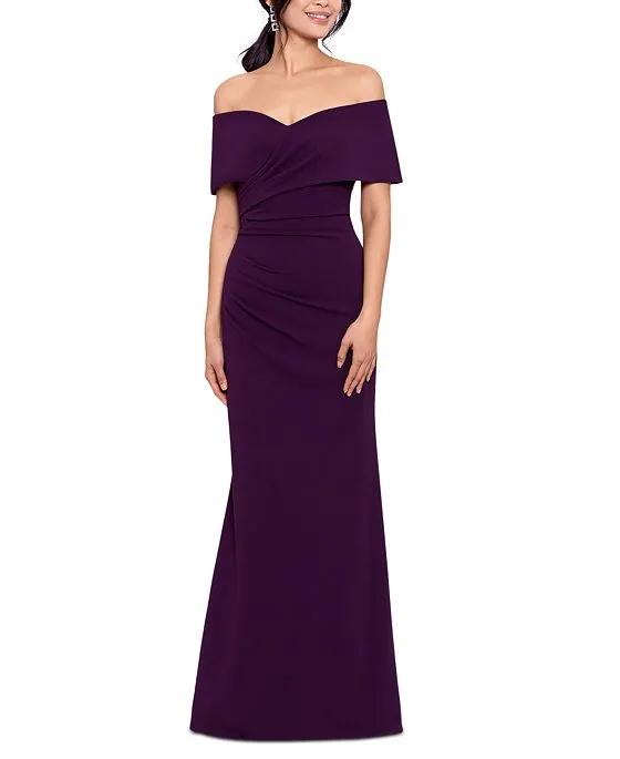 Women's Off-The-Shoulder Cuffed Wrap Gown