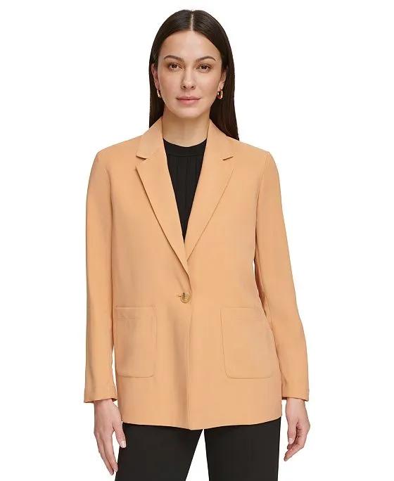 Women's One-Button Notched-Collar Blazer 