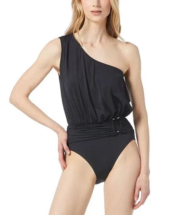 Women's One-Shoulder Blouson One-Piece Swimsuit