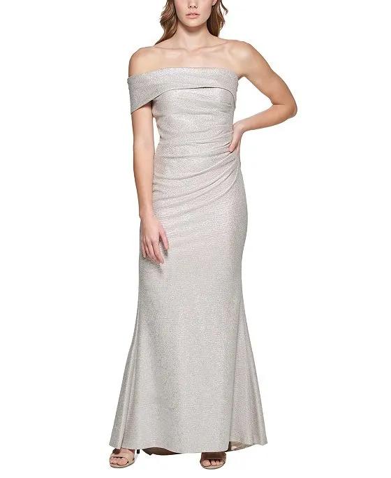 Women's One Shoulder Side Tucked Gown