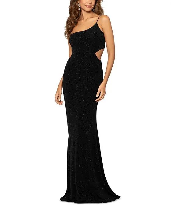 Women's One-Shoulder Sparkling Cut-Out Gown