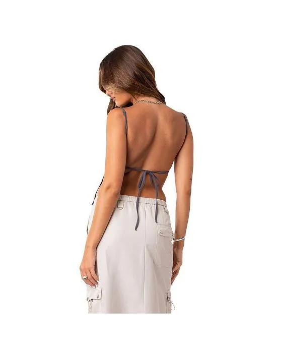 Women's Open Back Top With Straight Neckline