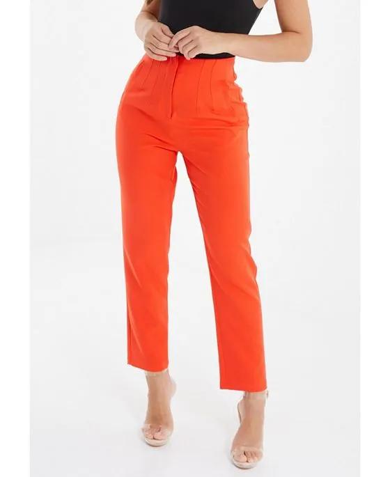 Women's Orange High Waisted Tailored Pant