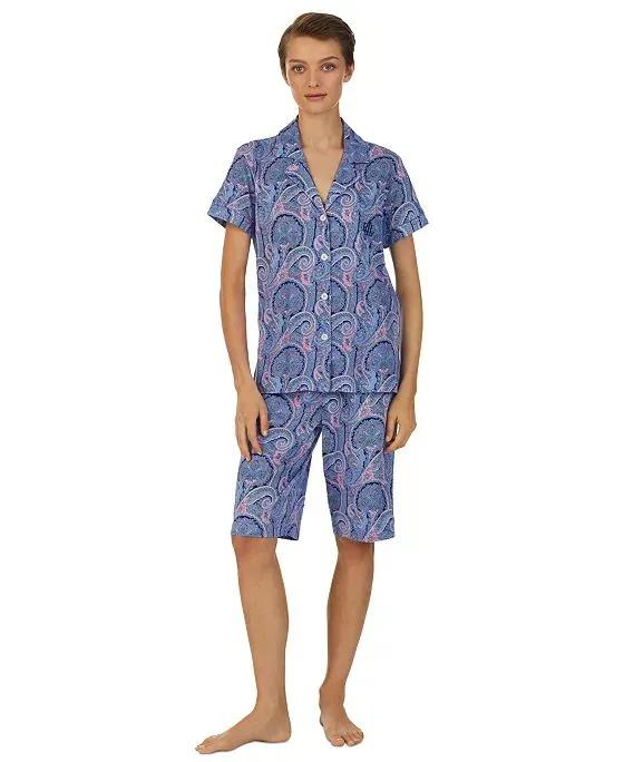 Women's Paisley-Print Bermuda Pajamas Set