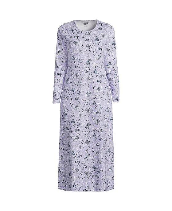 Women's Petite Cotton Long Sleeve Midcalf Nightgown
