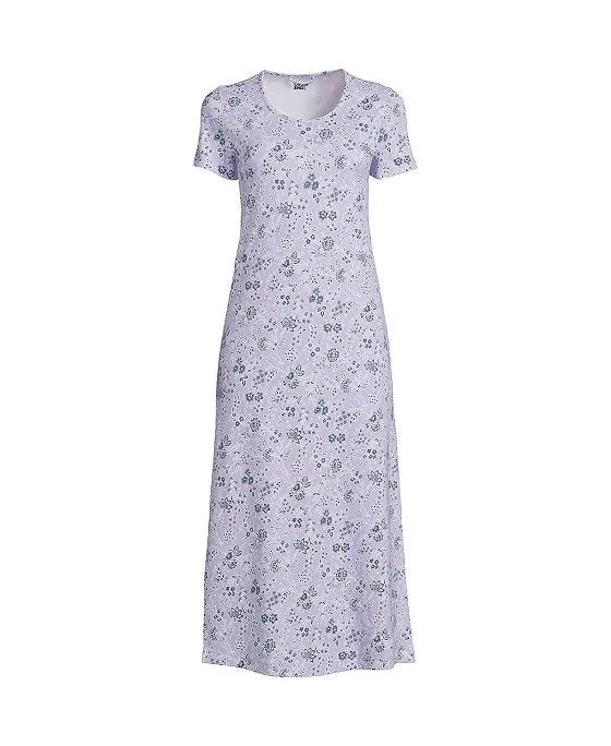 Women's Petite Cotton Short Sleeve Midcalf Nightgown
