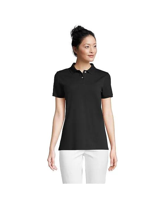 Women's Petite Mesh Cotton Short Sleeve Polo Shirt