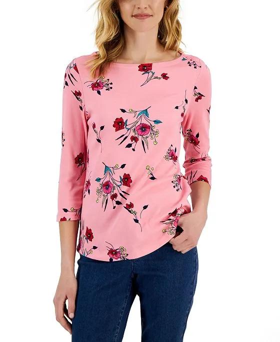 Women's Pima Cotton Floral-Print Top, Created for Macy's