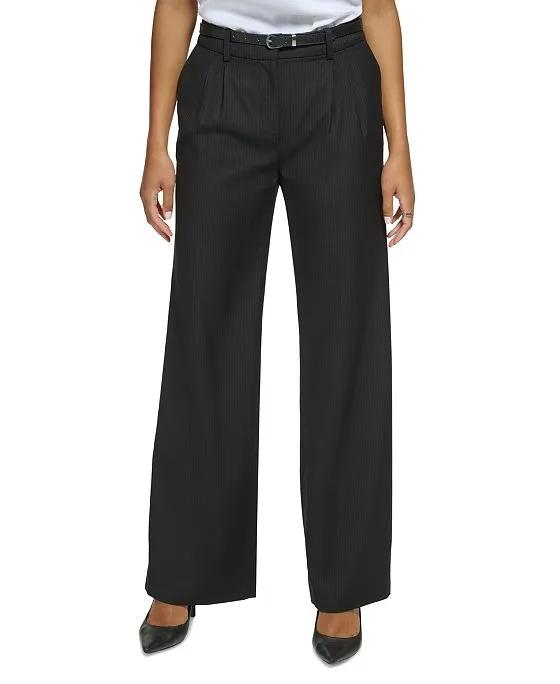Women's Pinstripe Wide-Leg Pants 