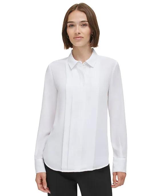 Women's Pleat-Front Long-Sleeve Shirt 