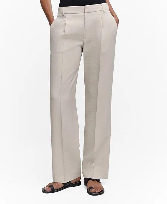 Women's Pleat Straight Trousers