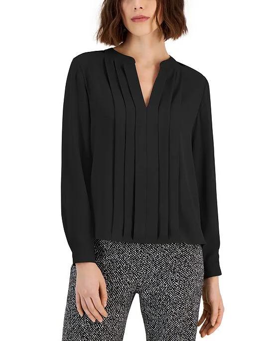 Women's Pleated-Front Blouse
