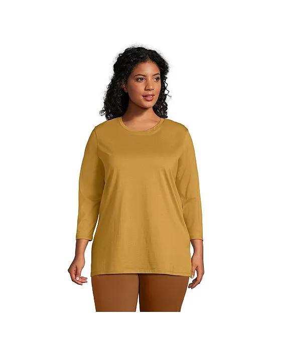 Women's Plus Size 3/4 Sleeve Cotton Supima Crewneck Tunic
