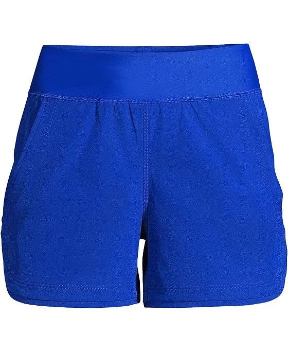 Women's Plus Size 3" Quick Dry Elastic Waist Board Shorts Swim Cover-up Shorts with Panty