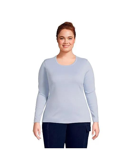 Women's Plus Size Cotton Rib Long Sleeve Crewneck T-Shirt