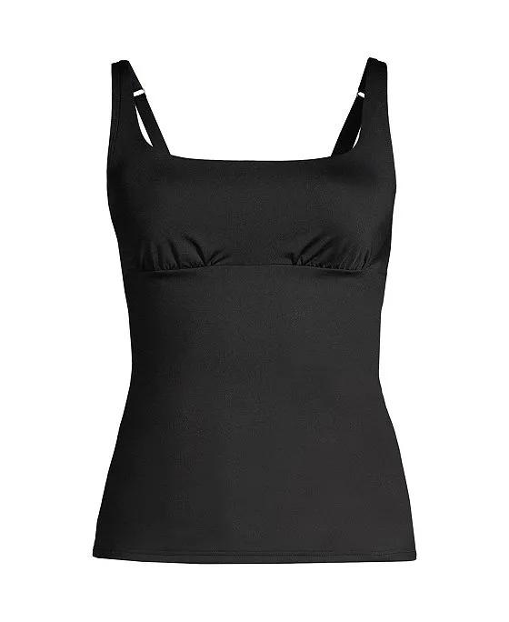 Women's Plus Size DD-Cup Chlorine Resistant Square Neck Underwire Tankini Swimsuit Top