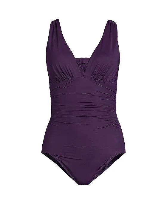 Women's Plus Size DD-Cup SlenderSuit Grecian Tummy Control Chlorine Resistant One Piece Swimsuit