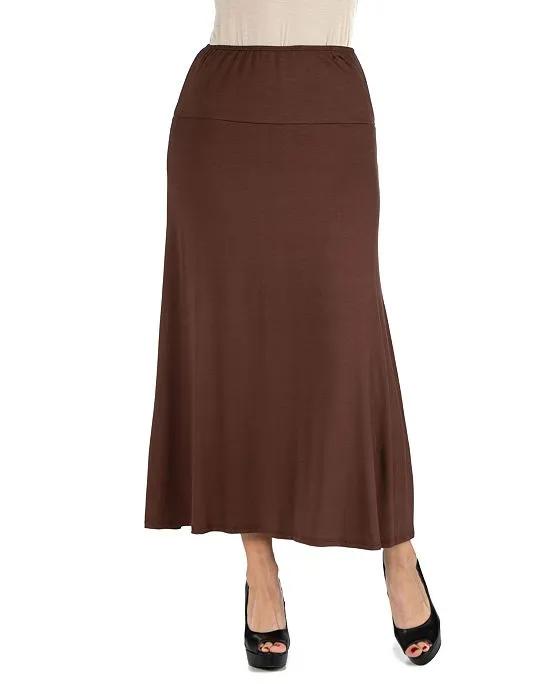 Women's Plus Size Elastic Waist Maxi Skirt