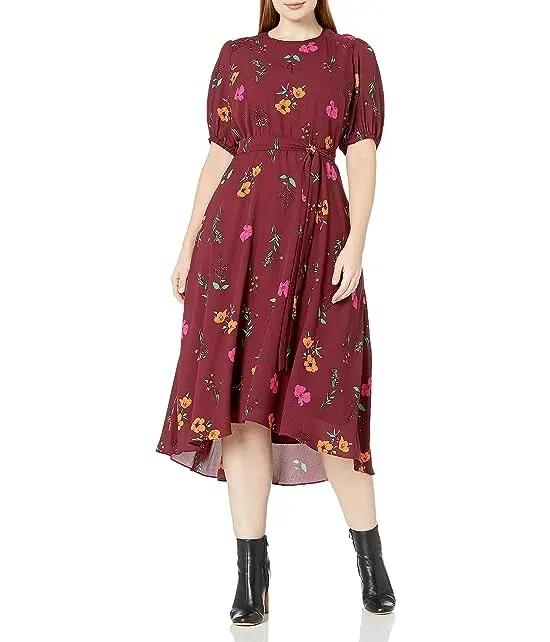 Women's Plus Size Floral Georgette High-Low Dress