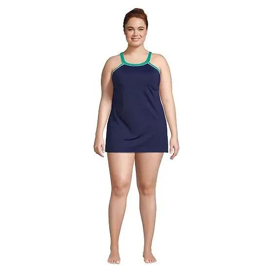 Women's Plus Size   High Neck Swim Dress One Piece Swimsuit Adjustable Straps